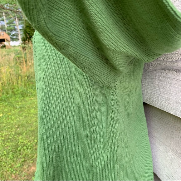 True Vintage 70s Green Peter Pan Collar 3/4 Sleeve Baby Doll Cardigan Sweater - Picture 13 of 16